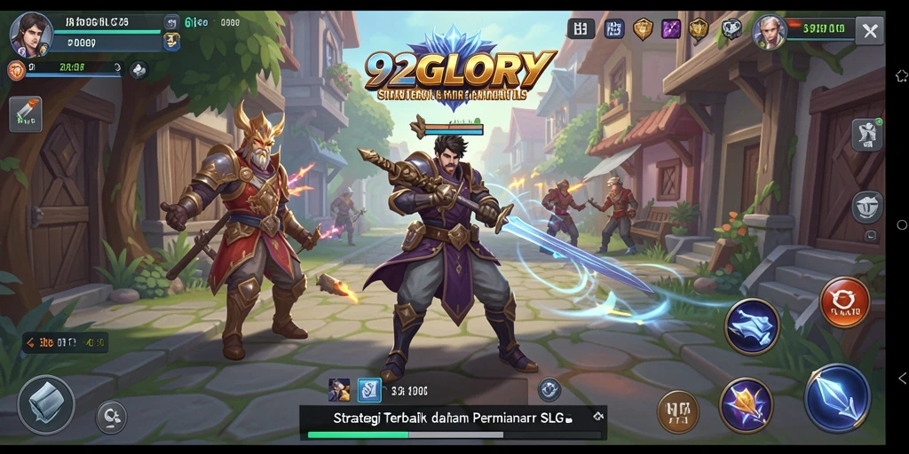 Gameplay mendebarkan dalam 92GLORY saat membangun kerajaan.