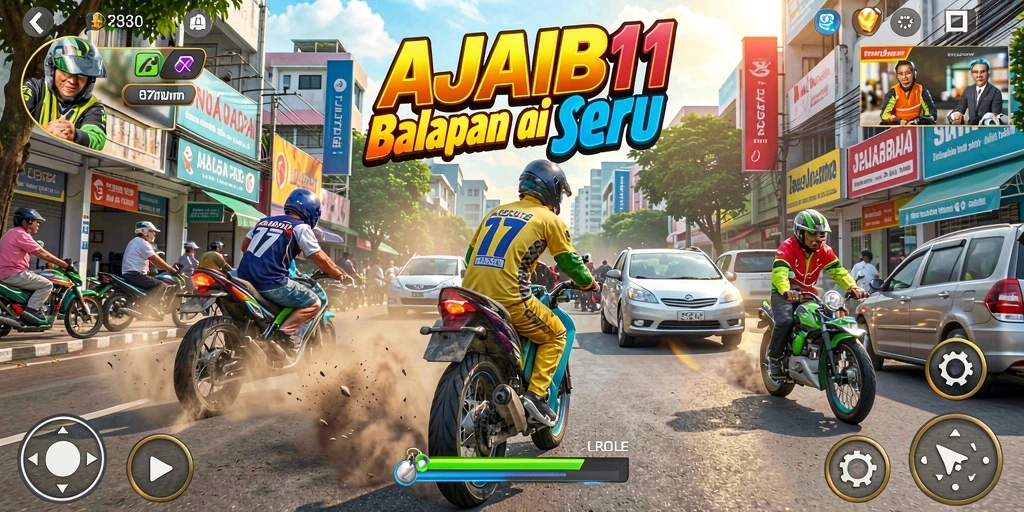 Gameplay AJAIB11 yang mendebarkan di lintasan balap.
