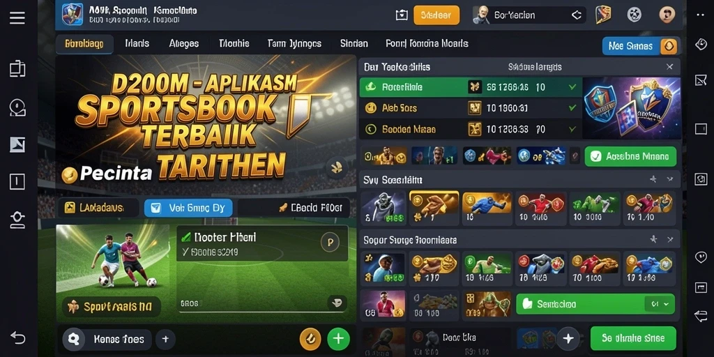 Tampilan screenshot D200M menampilkan taruhan olahraga yang menarik dan interaktif.