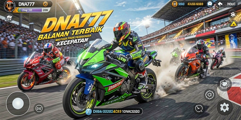 Tampilan menarik gameplay balapan motor yang penuh aksi.
