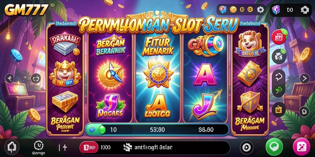 Tampilan menarik dari gameplay GM777 saat memutar slot.