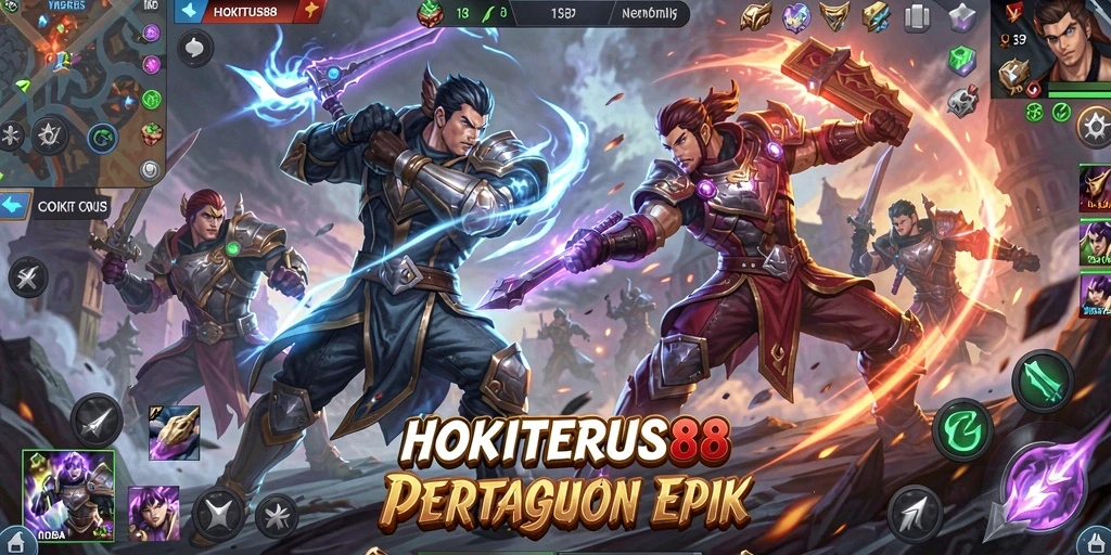 Screenshot HOKITERUS88 menampilkan aksi seru pertempuran MOBA.