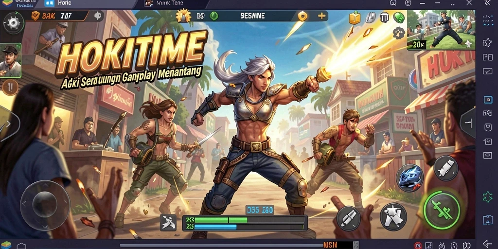 Tampilan gameplay seru di HOKITIME dengan aksi menegangkan.