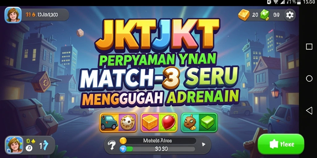 Screenshot permainan JKTJKT menampilkan gameplay seru Match-3.