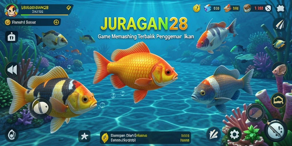 Screenshot gameplay JURAGAN28 dengan ikan besar yang berhasil ditangkap.