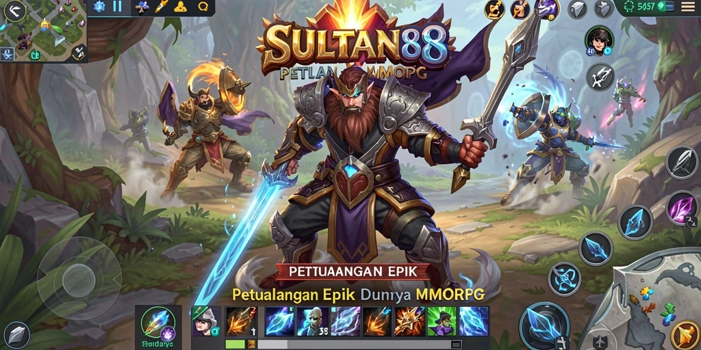 Tampilan gameplay SULTAN88 yang mengesankan dalam pertempuran MMORPG.