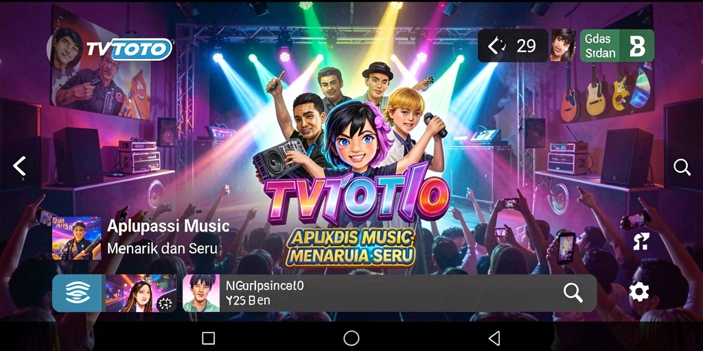Tampilan gameplay seru di aplikasi TVTOTO dengan fitur musik interaktif.