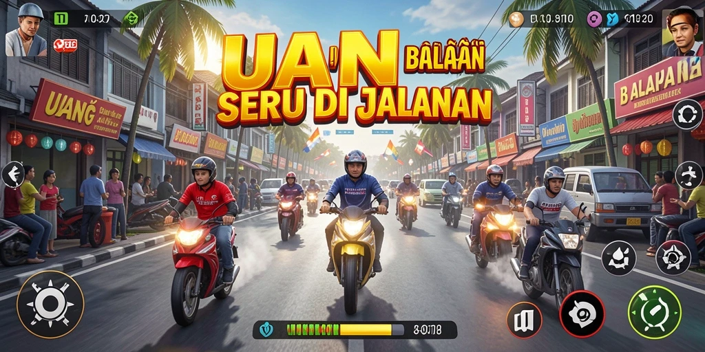 Screenshot UANG menampilkan aksi balapan yang mendebarkan.