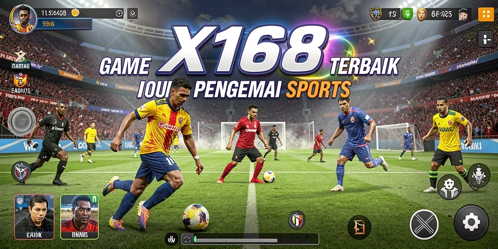 Tampilan gameplay X168 yang penuh aksi di lapangan olahraga.